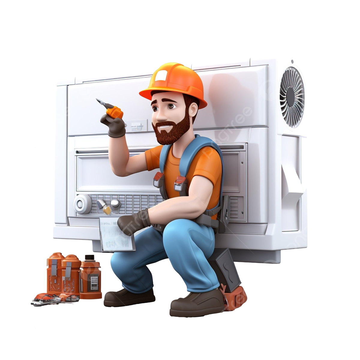 Technician repairing air conditioner